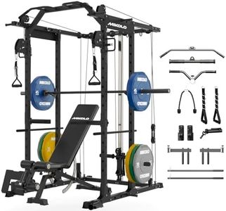Mikolo K6 Power Cage, Power Rack with Cable Crossover System, Home Gym Packages with Weight Bench, Olympic Barbell, 230b Weight Set-Black