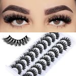 FARRED Fluffy Mink Lashes 8D Short Eyelashes Wispy Cat Eye Faux Lashes Natural Strip Eyelash Fake Full Volume Lash Pack for Small Eyes (Z03|8-14MM)