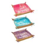 CANVAS & AWL Cotton Canvas and Jute Eco Friendly Reversible Valet Tray Desk Organizer Tray Decorative Catchall for Travel, Home Or Office (Large (Set of 3), Multicolor)