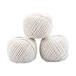 MODESH Pack of 3 String - 50M (164 Feet) Per Roll Cotton Twine String Ball - White School Art and Craft & Kitchen Cooking String - Cotton Cord for Culinary Tasks, & Gardening Applications || Pack of 3