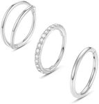 MeiziQL 3Pcs Surgical Steel Hinged Segment Nose Rings Hoop 20G Cartilage Earring Septum Jewelry Lip Helix Cartilage Conch Piercing Jewelry Women Men 8mm 10mm