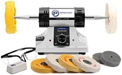 OPAVIOC Jewelry Polisher - Adjustable Variable Speed Bench Grinder Polishing & Buffing Machine, Dental Buffer & Lathe - Includes 6 Cloth Wheels, 2 Abrasive Fiber Wheels, Safety Glass, Polish Compound