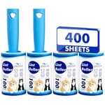 Lint Rollers 400 Sheets Lint Remover for Pet Hair, Couch, Clothes Furniture, and Carpet, 2 Handles, 4 Rolls(100 Sheets Per Roll)