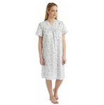 Tesmark Ladies Floral Incontinence Open Back Nightie Hospital Nightdress For Continence Problems Maternity Dress Polycotton Nightdresses for Women UK Size 8-30 (Lilac, 8-10)