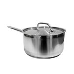 Update International SSP-4 4 1/2-Quart Induction Ready Stainless Steel Sauce Pan with Cover, Silver