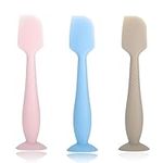 Seeway Baby Diaper Cream Spatula, 3 pack Baby Diaper Cream Spatula Applicator, Silicone Baby Butt Paste Spatula for Newborn Babies (pink, blue, brown)