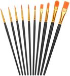 Artists Paint Brushes, 10 PCS Nylon Hair Acrylic Paint Brushes Set for Acrylic Oil Watercolor Gouache Painting Face Model (Black)