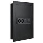 Goplus Wall Safe, 22” Tall Electronic Wall Mount Safe Between the Studs,Hidden Safe with Digital Keypad, Removable Shelves, In Wall Safe for Firearms, Gun, Valuables (Black)