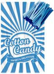 Cotton Candy Bags with Ties (100 Count), Clear Bags for Cotton candy with Print, Prefect for Carnivals and Parties. 11.5x18.5 Inches (Blue)