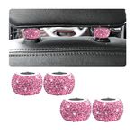 XINLIYA 4 Pack Car Headrest Collars, Bling Car Head Rest Collars Rings Decor, Rhinestone Car Head Rest Collars, Interior Car Seat Accessory, Crystal Decoration Charms for Car SUV Truck (Pink)