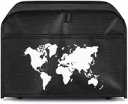 kwmobile Cover Compatible with 2 Slice Toaster - Cover for Toaster - Travel Outline White/Black