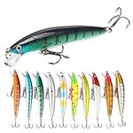 QSLKI 10 Pcs 3D Eyes Soft Fishing Lures Single Hook Baits Artificial Bait, Sinking Bait Brackish Water Sea Fishing Lure kit, for Sea Fishing Bait and Fresh Water, Artificial Bionic Rigid Bait