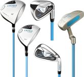 LAZRUS GOLF Premium Kids Golf Clubs Set Or Individuals for Boys or Girls - Junior Golf Clubs - Driver, Fairway Wood, 7 Iron, PW, Putter - Blue or Pink (Blue, Age 6-9, 5 PC Set)