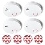 SITERLINK Smoke Alarm, Smoke Alarm with 10-Year Built-in Battery and Photoelectric Sensor, Fire Alarm with Fault Signal and Low Battery Warning for Home, Ul Listed, GS526A, 4 Packs