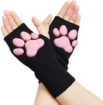 HOMEGYMFREE Cute Cat Paw Mittens Gloves, Kawaii Cat Cosplay Kawaii Soft 3D Toes Beans Fingerless Cat Claw Paws Pad Sleeve, Black-short