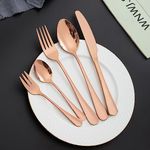 HOKIPO Rose Gold 30 PCS Cutlery Set Stainless Steel Flatware Set, Mirror Finish with Gift Box (AR4566)