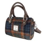 Glen Appin Harris Tweed 'Kilbride' Mini Bowling Tote Bag Col 127 Rust Check