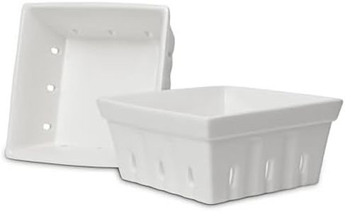 Fox Run White Ceramic Berry Baskets, Set of 2 Berry and Fruit Bowls, 5.75" x 2.75"