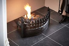 VG®Premium Grade Cast Iron Castle Fret Fire Front Medieval Curved to Suit Open Fireplace Grates Ready to Use Painted Heat Resistant Black Matt Paint Heavy Duty 3.3kgs (For 16 Inch Fireplace opening)