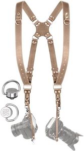 C Coiro Camera Harness for 2 Cameras – Dual Shoulder Leather Camera Strap – Double Camera Harness for DSLR/SLR, Camera Straps for Photographers of All Levels, Standard Straps/Color Beige