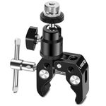 Lanxire Super Clamp Mic Clip Mic Mount with Mini Ball Head for Microphones - Max Load 4.4lb/2kg - 1/4" Female to 5/8" Male Thread Adapter Included