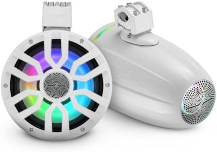 DS18 NXL-IQ8TPNEO/WH 8" Marine Tower Speaker with Digital LED Lights, Neodymium Magnet, 1" Compression Driver, IP65 Water-Resistant Enclosure, 350W RMS, 4-Ohm, White