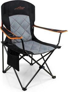 FAIR WIND Oversized Fully Padded Camping Chair, Heavy Duty Quad Fold Chair Arm Chair Support 350 LBS with Cup Holder, Collapsible Lumbar Back Chair Portable for Outdoor, Black