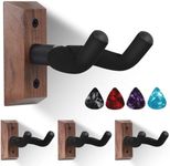 4PCS Guitar Wall Mount, Black Walnut Guitar Hook Holder Stand, V-Shaped Guitar Wall Hanger with 4 Guitar Pick, Guitar Hanger Stand Wall for Acoustic Electric Guitar Bass Banjo Mandolin