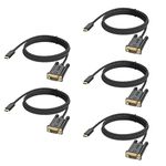 DteeDck USB C to VGA Cable 6FT 5 Pack, USB Type C to VGA Adapter (Thunderbolt 3 Compatible) for iMac, MacBook Air, MacBook Pro, Surface Book 2 and More