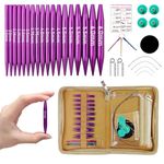 Knitiss Interchangeable Circular Knitting Needles Set, 9 Pairs of 5.5cm/2.17 inch Short Knitting Needles from 3.0~6.0mm, Interchangeable Needles with 4 Cables, Shorty Needles for Socks or Sleeves