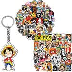 GTOTd Japan Anime Stickers (100Pcs with Keychain Decor) Anime Gifts Merch Party Supplies Vinyl Stickers Guitar Laptop Luggage Water Bottle Decals for Teens