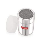 HAZEL Stainless Steel Powder Shaker with ABS Lid | 310 ML Rust-Proof Dredger | for Sugar, Flour, Spices, Cocoa, and More