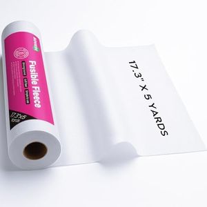 KOVIEDE Fusible Fleece Interfacing, 17.3" x 5 Yards Heavyweight One-Sided Loft Iron On Fusible Fleece White for Sewing, Quilting, Crafting and Home Decor