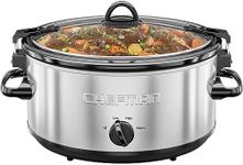 Chefman 6 Quart Slow Cooker with Locking Lid, Ceramic Crock with Portable Cook and Carry Travel Latching Lock, Large Easy Clean Dishwasher Safe Pot Insert, Manual 3 Heat Settings, Stainless Steel