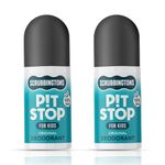 Scrubbingtons Pit Stop Kids Deodorant Natural Roll On For Children, Teens. Made in UK, 98% Natural Ingredients For Sensitive Skin. Paediatrician approved, Aluminium & Alcohol Free, Original, 75ml x 2