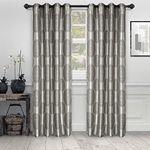 Superior Cordon Jacquard Grommet Header Set of 2 Curtain Panels, 52" x 63", Grey