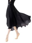 Daydance Balck Women's Ballet Skirts Long Sheer Wrap Dance Skirts for Leotard