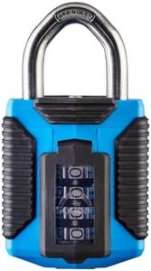 Squire Heavy Duty Padlock (CP50) - Toughest Steel Shackle - 4 Wheel Combination Padlock - Alloy Steel for Corrosion Resistance - Weatherproof Lock for Home, School & Garage (All Terrain Marine) Blue