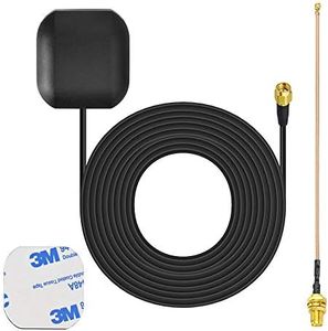 Bingfu Waterproof Active GPS Navigation Antenna Adhesive Mount SMA Male GPS Antenna with 15cm 6 inch U.FL IPX IPEX to SMA Female RG178 Coaxial Pigtail Cable for GPS Module Receiver Tracking