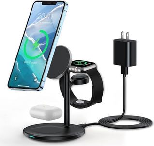 3 in 1 Wireless Charging Station for Apple Device, Standard 15W Fast Wireless Mag-Safe Charger Stand with QC3.0 Adapter for iPhone 14 13 12 Pro Max/Plus/Pro/Mini,iWatch Ultra/8/7/SE/6/5/4/3/2, AirPods