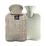 Hot Water Bag, Hot Water Bottle 2 Liters, Heat Up and Refreezable Hot Cold Pack with Knit Cover, Winter Warmer for Pain Relief Hot Cold Therapy (2L Pea Green)