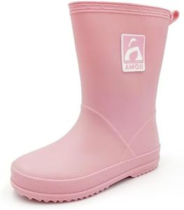 Amoji Kid's Rain Boots Boy's Rubber Boots Kids Wellies Girl's Garden Boots Waterproof Rain Shoes JT6513 Pink 7-8 Toddler