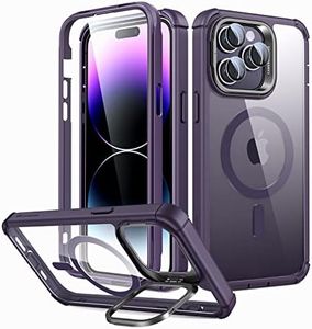 ESR for iPhone 14 Pro Max Case, Full Body Shockproof MagSafe Phone Case Supports Magnetic Wireless Charging, Built-in Camera Ring Stand, Shock Armor Kickstand Case for iPhone 14 Pro Max, Clear Purple