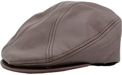 KB-Ethos KBETHOS Genuine Leather Gatsby Flat Ivy Ascot Hat Cap - BRN - L-XL Brown