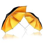 LimoStudio 2Pcs Photography Studio Double Layer Black & Gold Photo Umbrella Soft Light Box