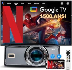 [1500 ANSI] Dess 4K Projector with WiFi 6 and Bluetooth, Home Outdoor Electric Stand Movie Proyector, Auto Focus & Keystone, Native 1080P, High Contrast, Smart Projector with Netflix & Google Tv