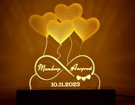 Gugan's Acrylic Rectangular 3D Illusion LED Lamp | Color - Gold (8x6 Inch) | Customized, Personalized with Name | Best Gift for Wedding, Anniversary, Valentine's Day for Husband, Wife, Couples