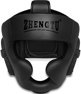 ZHENGTU Boxing Headguard MMA Training Protection Muay Thai Kickboxing Training Martial Arts Headgear (Black, M)