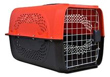 Pet Believe IATA Approved Pet Travel Carrier Plastic Handle Hinged Door Folding Crate Transport Box Crate Cage for Puppies & Cats, Size 18Inch (Red)