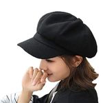 TMEOG Women's Beret Hat French Beret Winter Autumn Hat Ladies Girls Fashion Hats Beanie Cap Panel Baker Boy Flat Caps Newsboy Hats (Black)